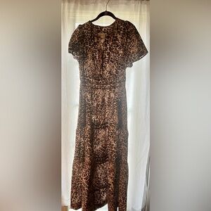 Anthropologie Brown Leopard Print Blouse